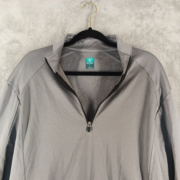 Gray Pullover Jacket 1/4 Zip Fleece Lined w/ Front Pockets SIZE LARGE - Picture 3 of 15
